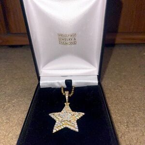 Gold Diamond Star Pendant Necklace with Chain